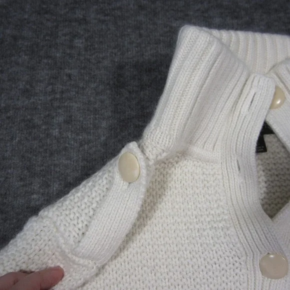 Talbots Cardigan L Ivory Lambswool Angora Soft Textured Knit Mock Neck‎ Preppy - Picture 6 of 10